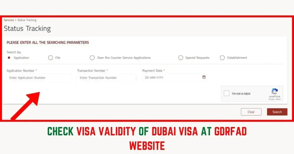 Check Visa validity of Dubai visa at GDRFAD website