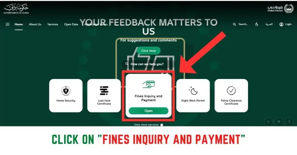 Click on Fines inquiry and Payment