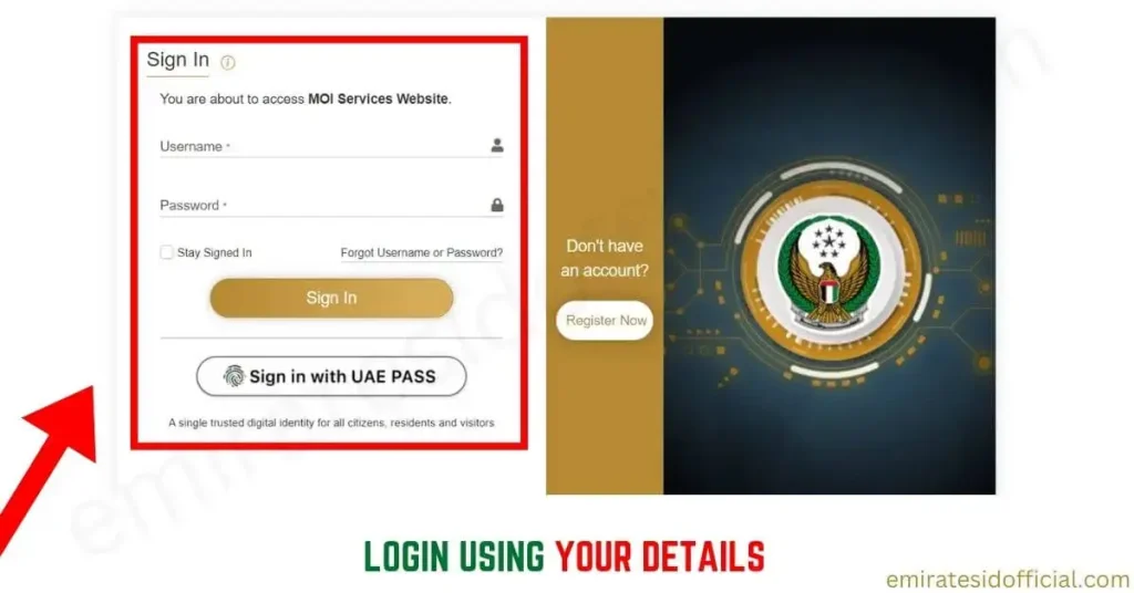 Login using Your Details