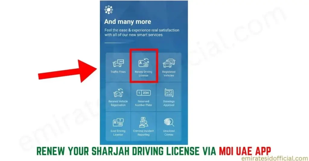 Renew your Sharjah driving license via MOI UAE App