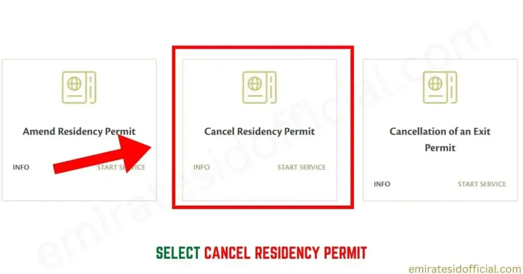 Select Cancel Residency Permit