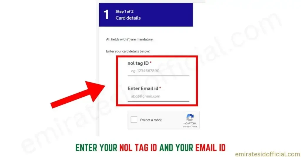 Enter Your NOL Tag ID and Your Email ID