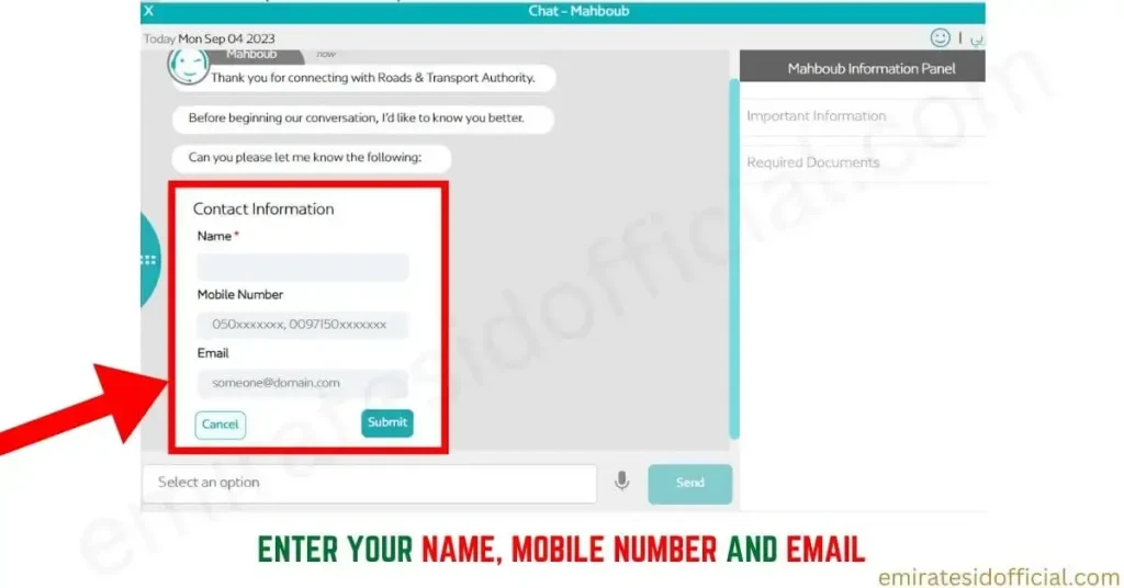Enter Your Name, Mobile Number and Email