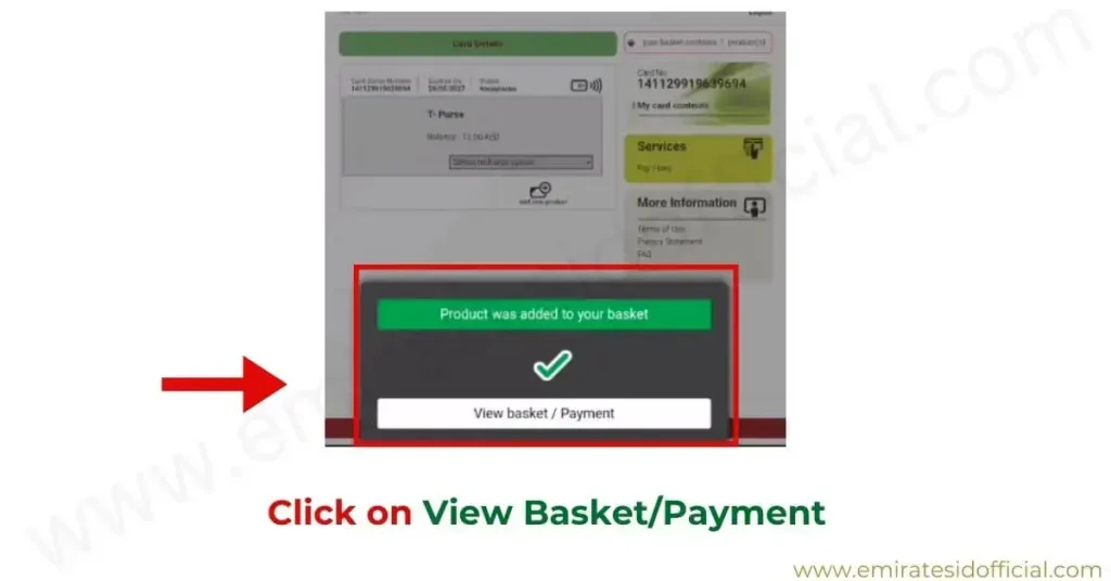 Click on View Basket Payment